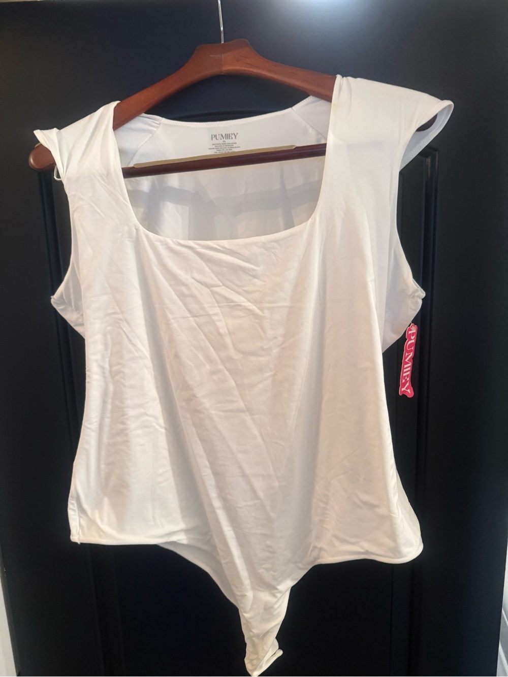Pumey White Square Neck Bodysuit